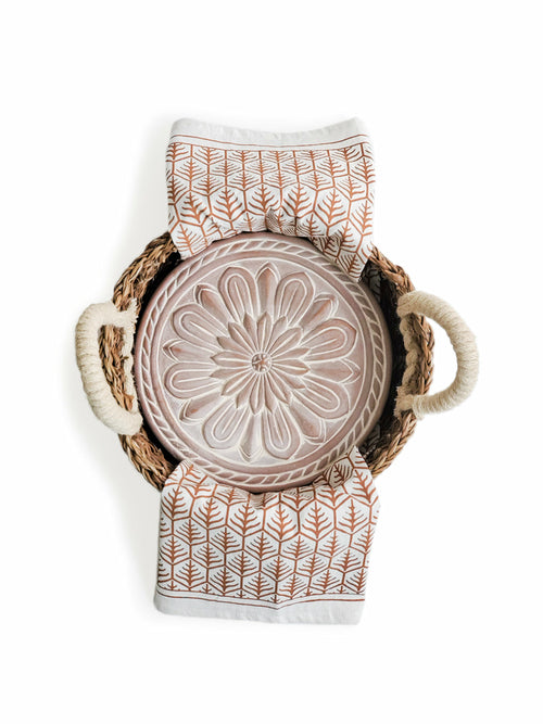 Bread Warmer & Basket Gift Set with Tea Towel - Vintage Flower