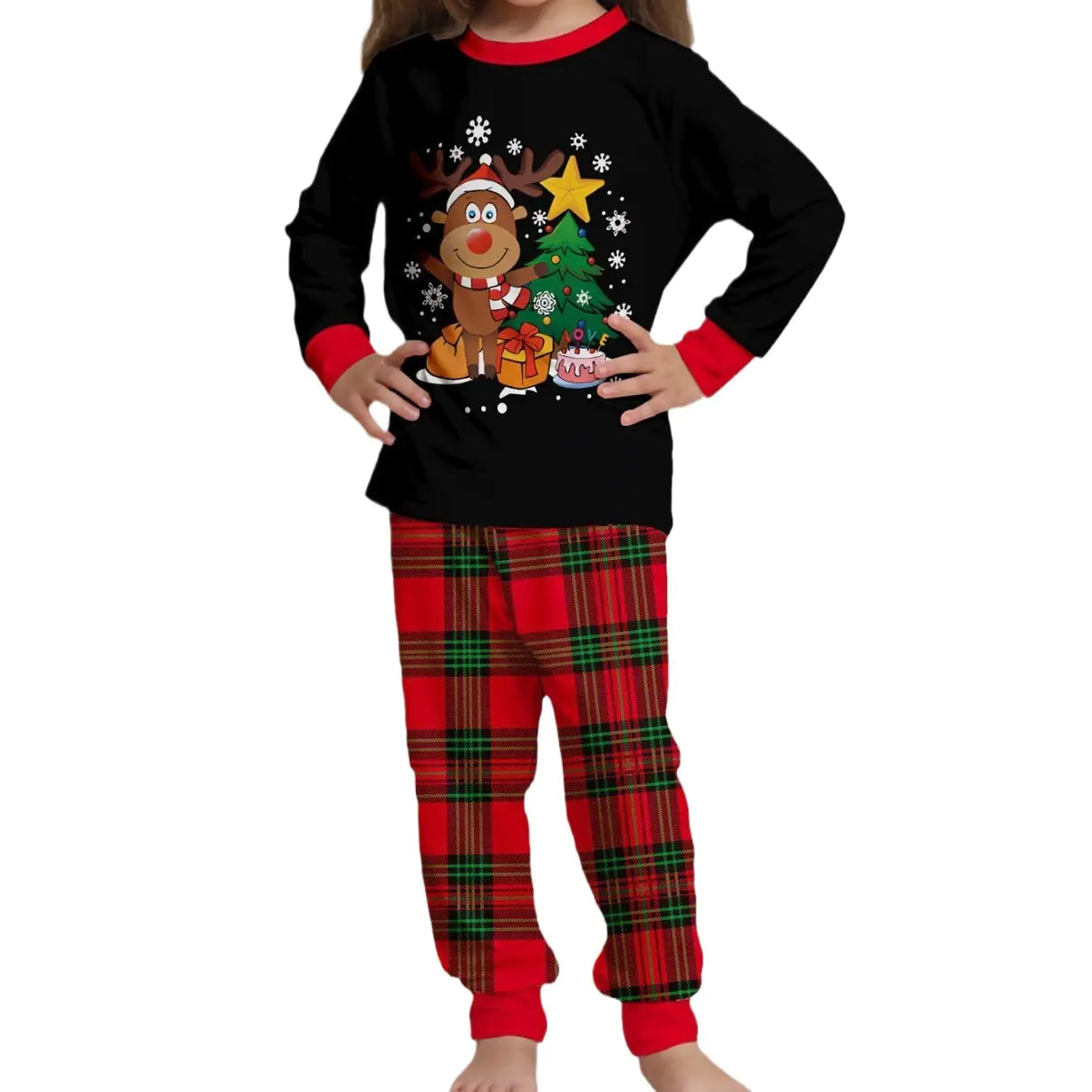 Matching Christmas Family Pajamas - Cartoon Reindeer