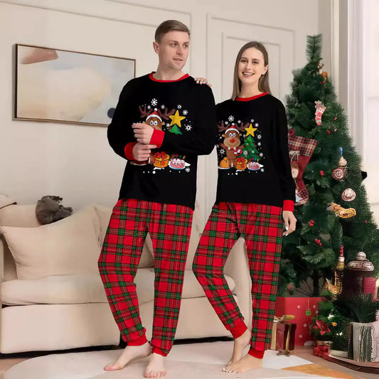 Matching Christmas Family Pajamas - Cartoon Reindeer