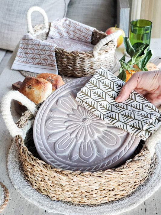 Bread Warmer & Basket Gift Set with Tea Towel - Vintage Flower