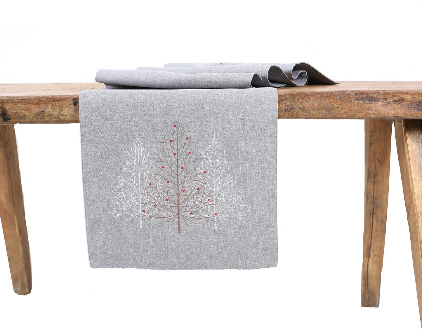 Embroidered Christmas Table Runner - Trees (2 colors)