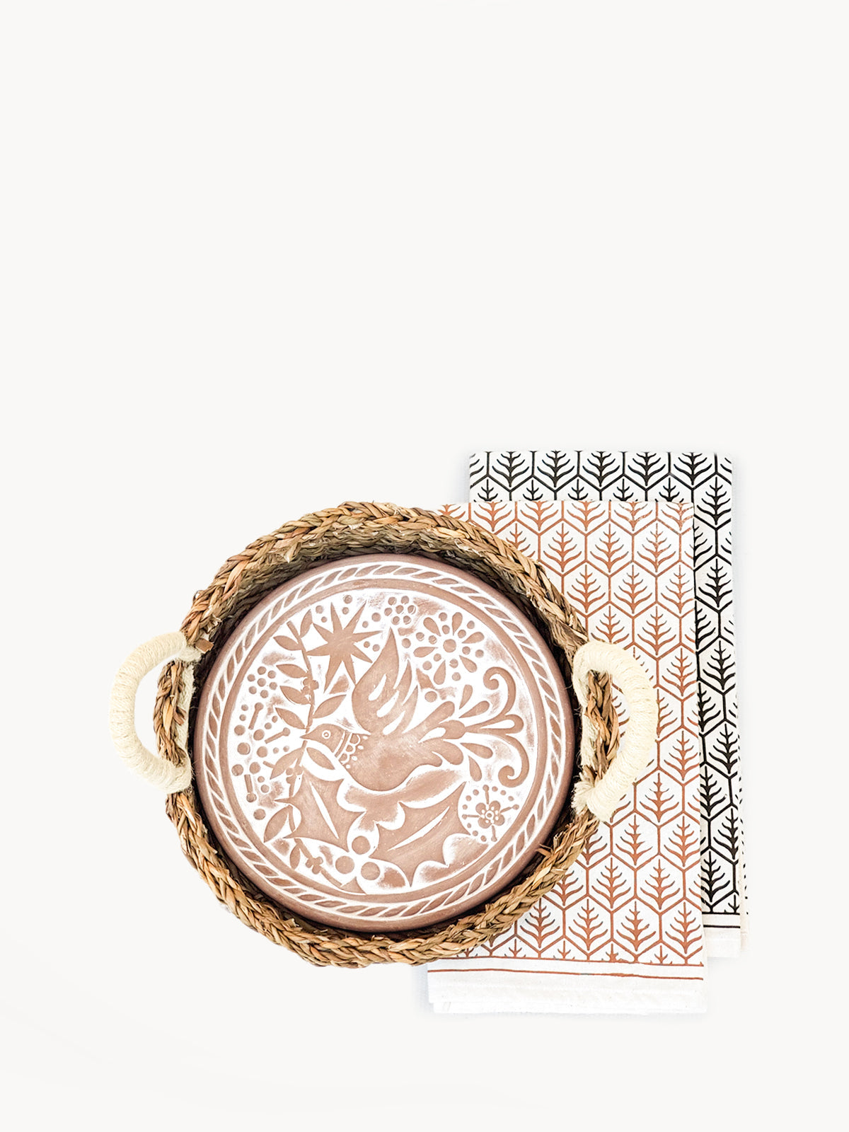 Hand-crafted Bread Warmer & Tea Towel - Dove Round