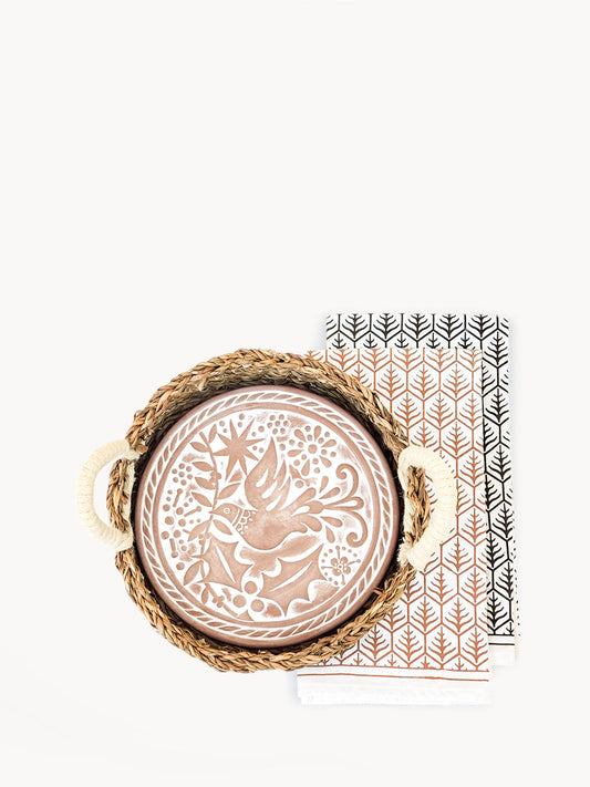 Hand-crafted Bread Warmer & Tea Towel - Dove Round