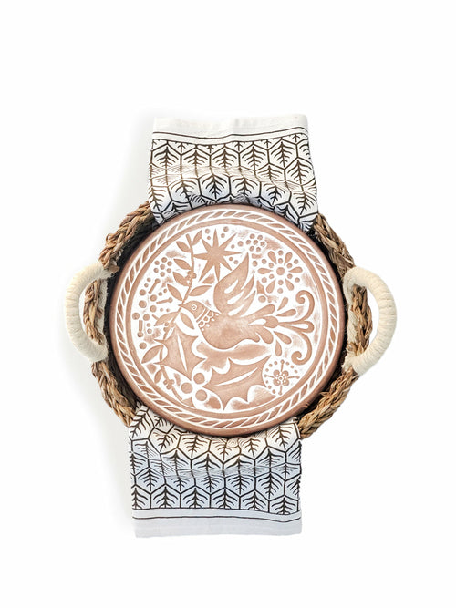 Hand-crafted Bread Warmer & Tea Towel - Dove Round