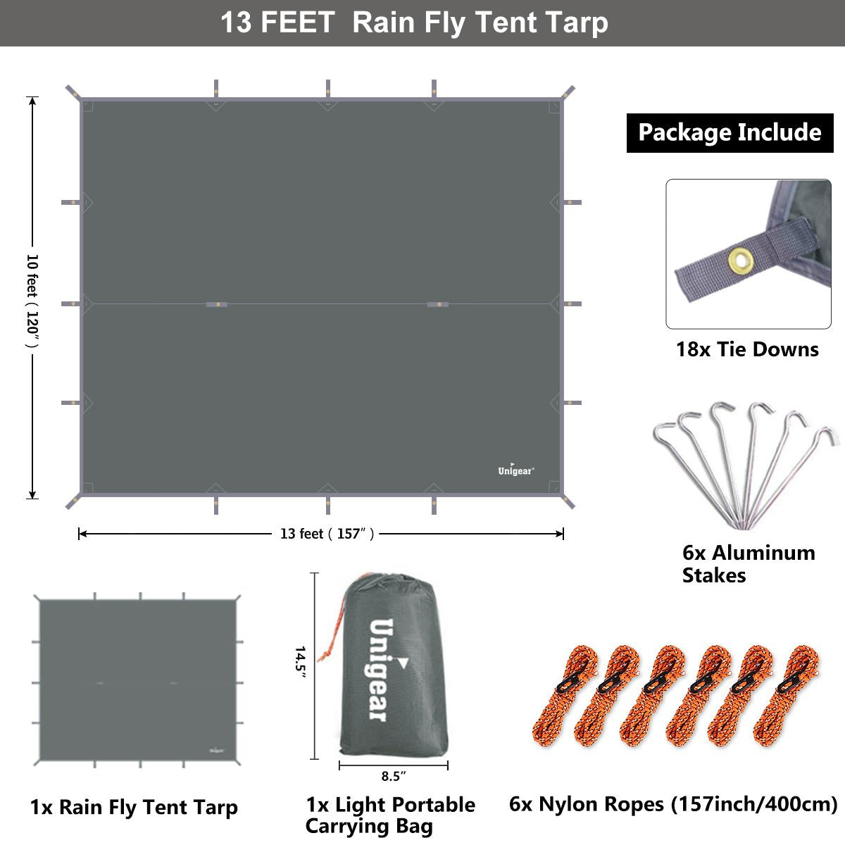 Rainproof Tarp Shelter, 13'