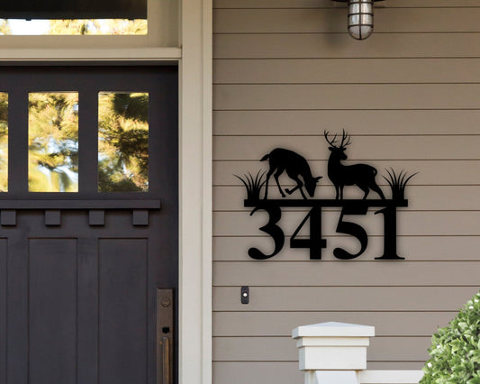 Deer Themed Customized Metal Address Plaque - Made in USA