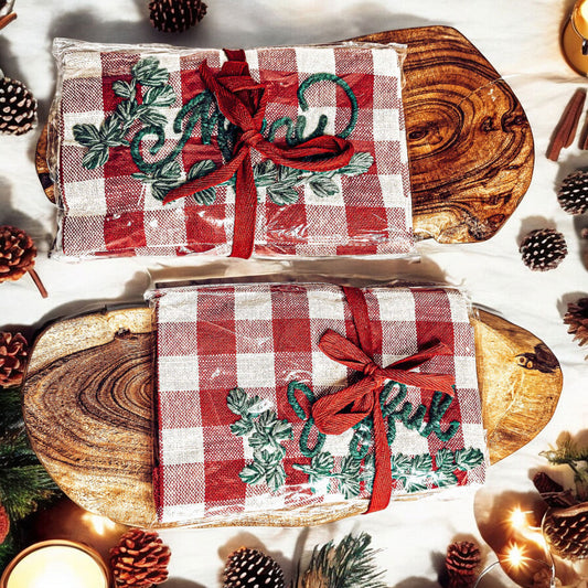 Holiday Charcuterie & Red Tartan Towel Set