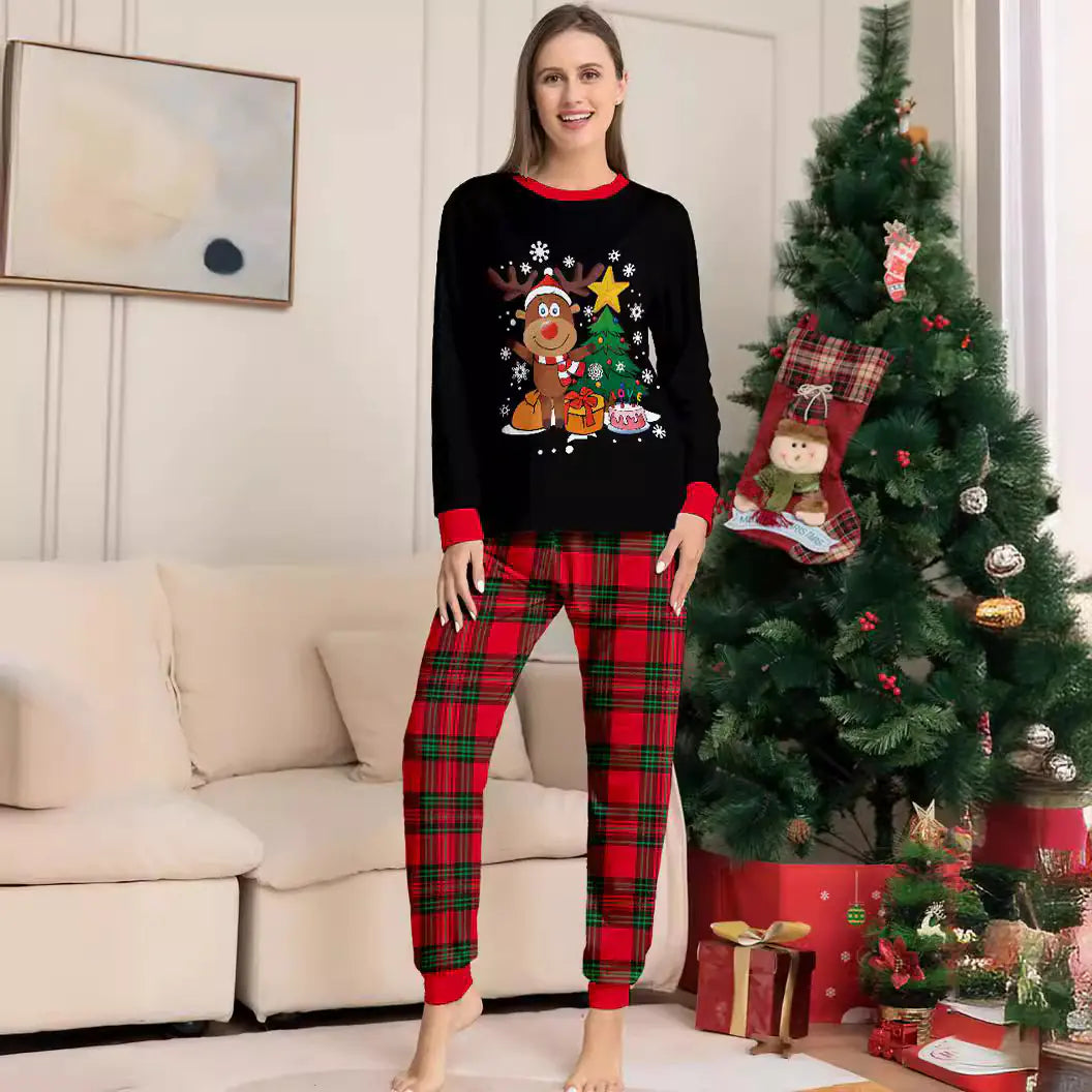 Matching Christmas Family Pajamas - Cartoon Reindeer