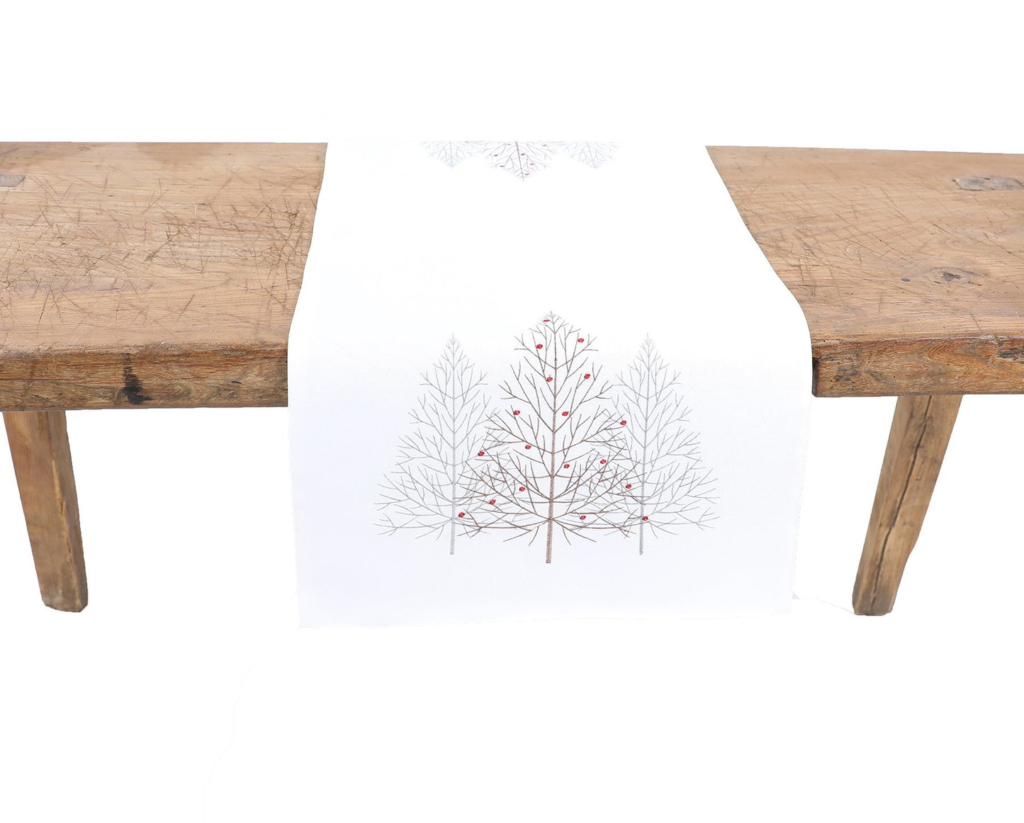 Embroidered Christmas Table Runner - Trees (2 colors)