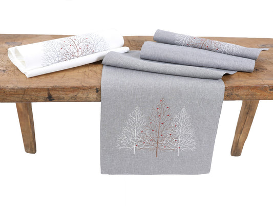 Embroidered Christmas Table Runner - Trees (2 colors)