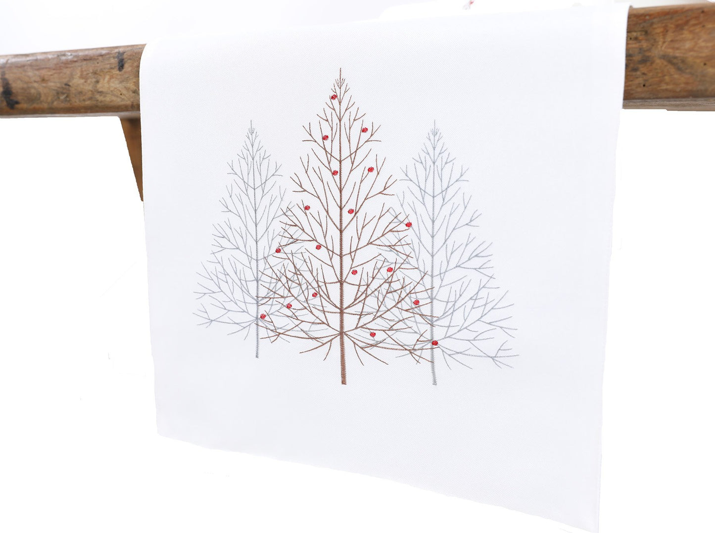 Embroidered Christmas Table Runner - Trees (2 colors)