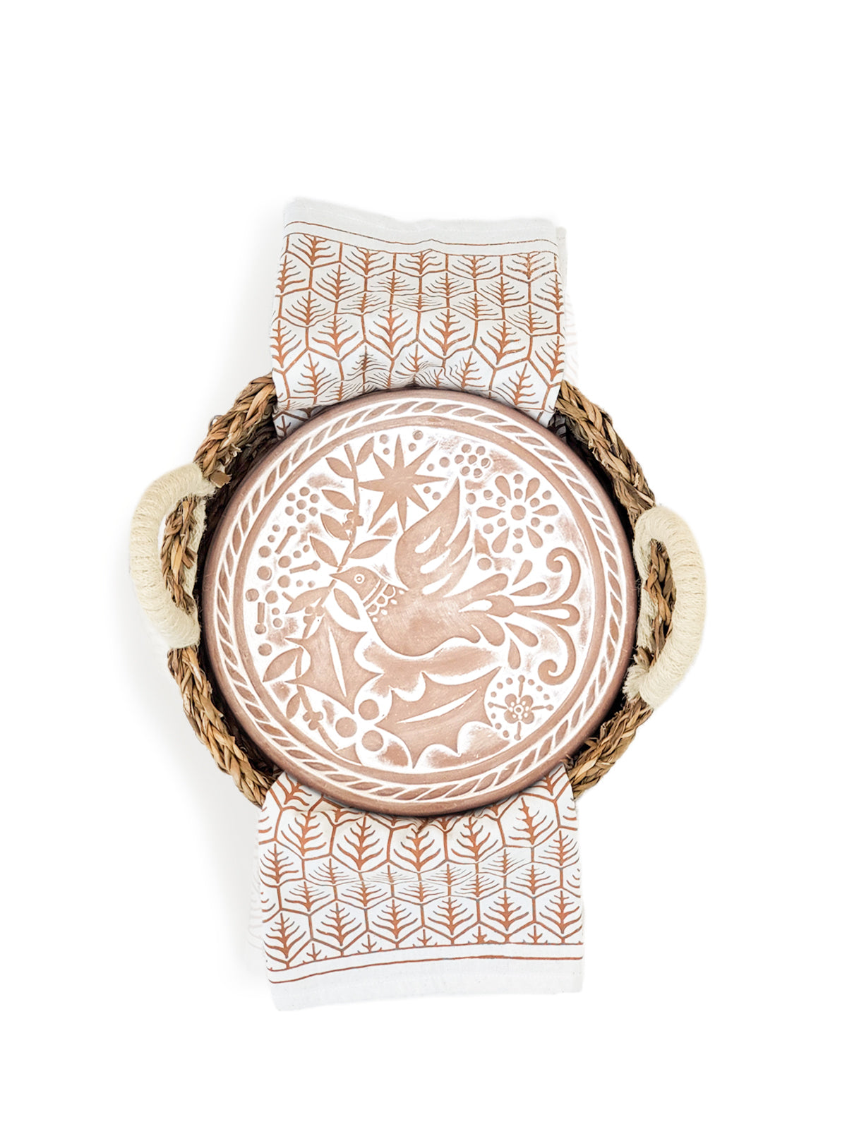 Hand-crafted Bread Warmer & Tea Towel - Dove Round