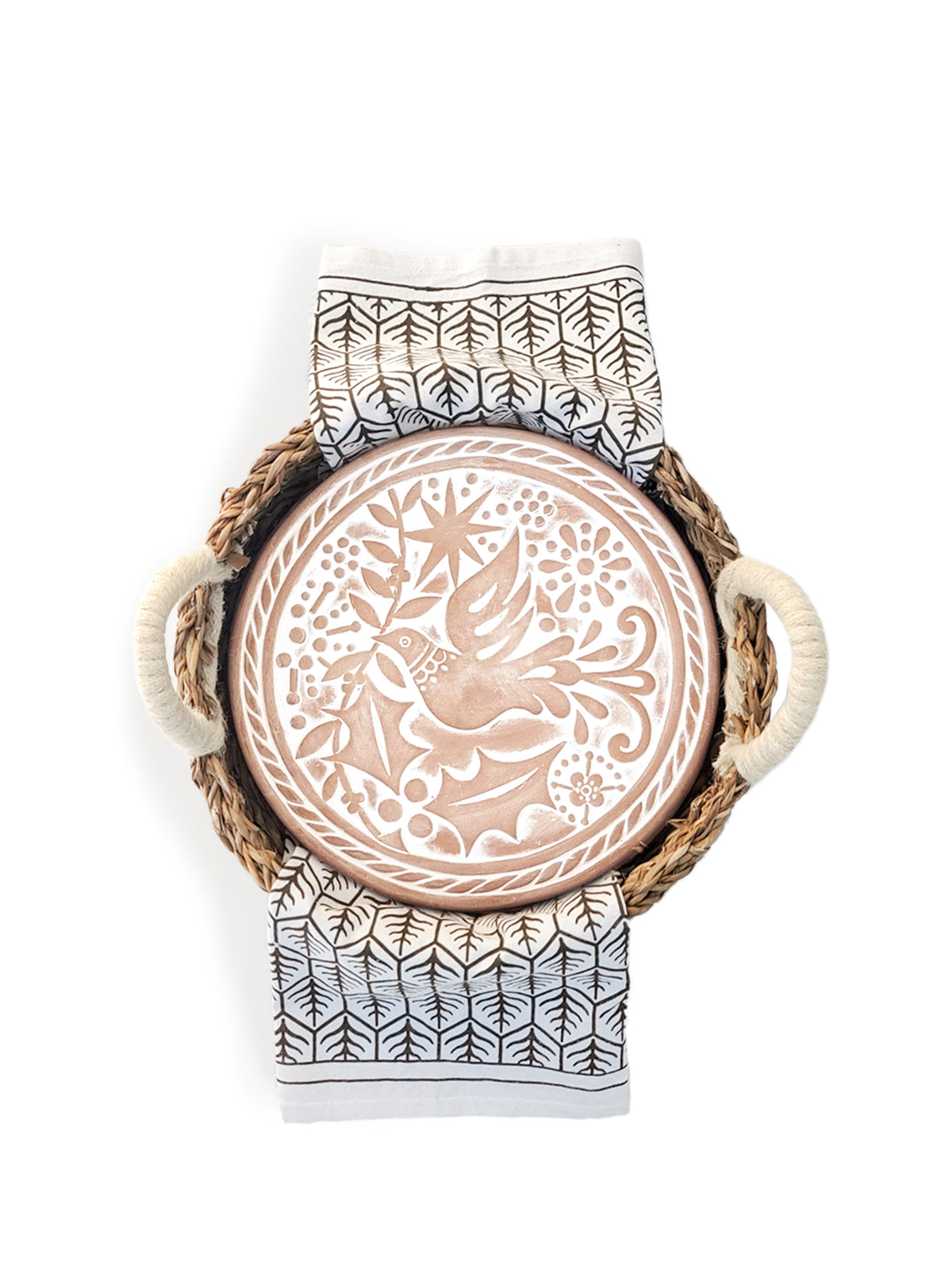 Hand-crafted Bread Warmer & Tea Towel - Dove Round