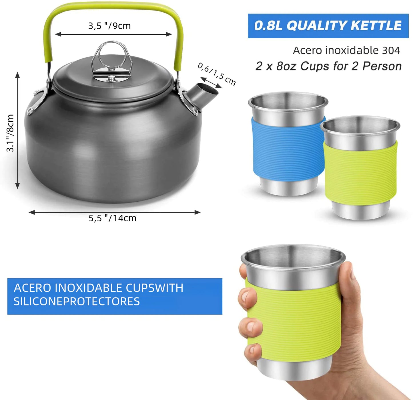 Outdoor Cooking Gear Set with Stove, Pot, and Teapot
