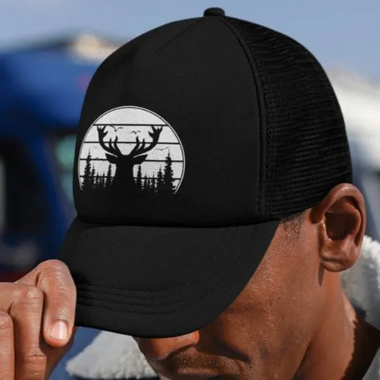 Embroidered Deer Hunting Trucker Hat (available in 4 colors)